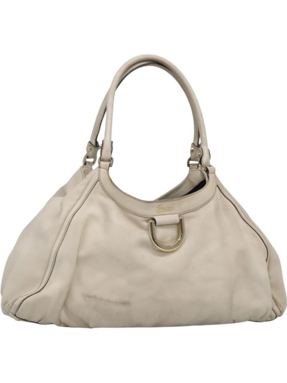 GUCCI Tote Bag Leather Ivory Gold 189835